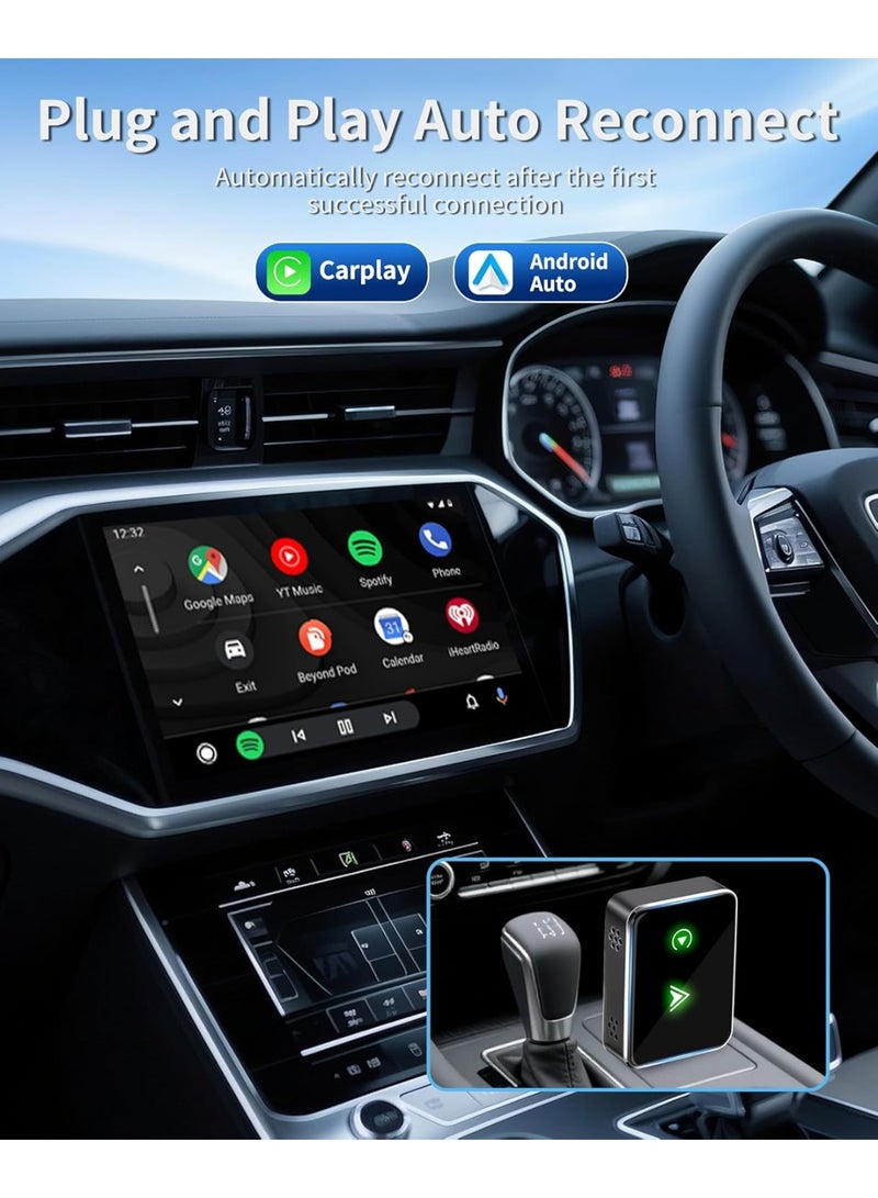 Arabest Wireless CarPlay & Android Auto Adapter 2-in-1, Upgraded Mini Size Wireless Converter for Wired Systems, Fast Auto-Connect, No Latency, Plug & Play, Compatible with USB-A & USB-C - Image 4